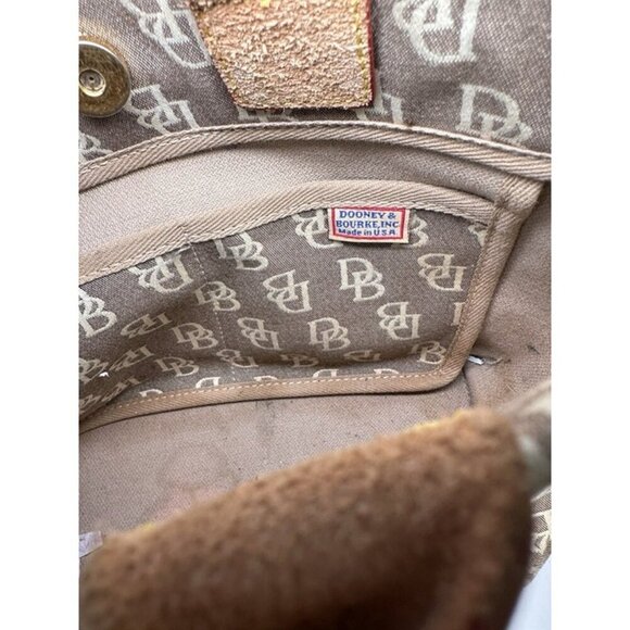Dooney Bourke Designer Handbag Beige And Brown Canvas Bag With Tassels - Picture 10 of 12